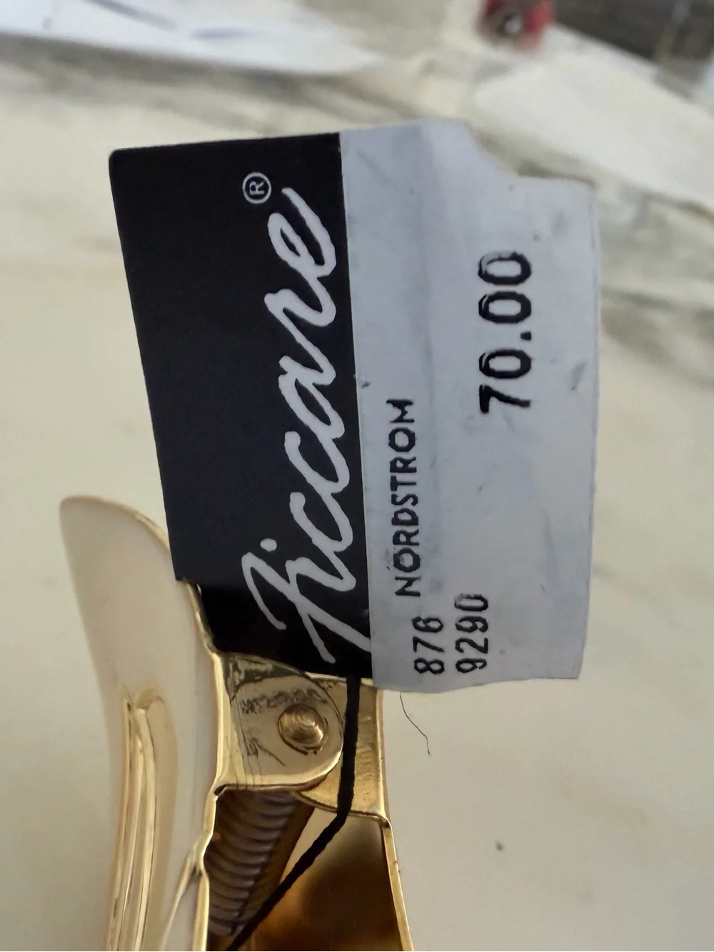 NWT Ficcare Maximas Silky Hair Clip Large 5” Ivory Gold Floral Barrette